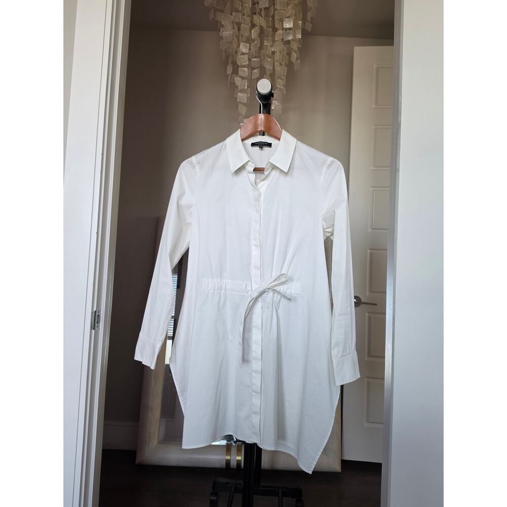 Lafayette 148 New York White Cotton Button Down Tunic Blouse Size M - Picture 10 of 10